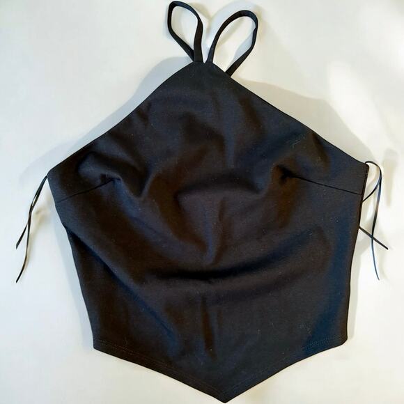 Eri + Ali Black Swingy Halter Top Anthropologie Size Small - Picture 2 of 7